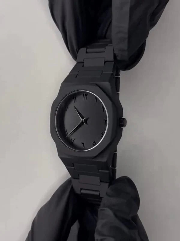 Classic Black Aura Watch with Arabic Dial
